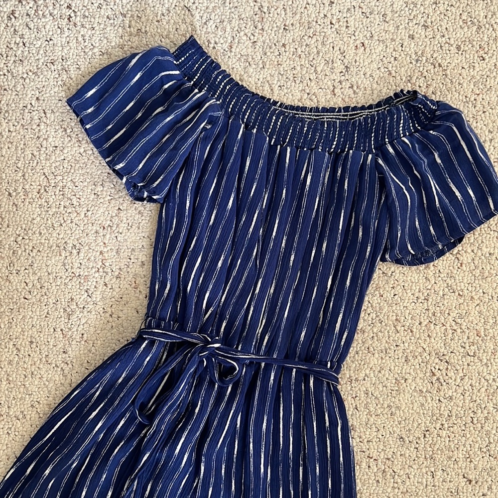 Off Shoulder Striped Mini Dress